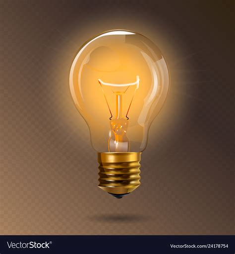 Transparent Glowing Electric Light Bulb Royalty Free Vector