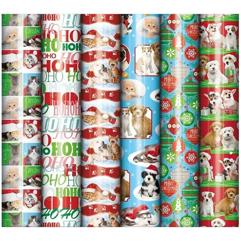Bundle Of 6 Rolls Of Christmas Holiday Pets T Wrapping Paper Cats