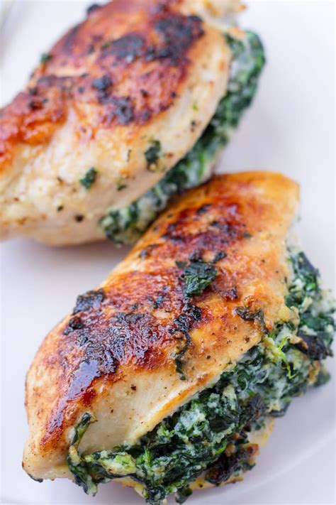 Spinach stuffed chicken breast is a 3 ingredient chicken recipe thats healthy around 400 calories made in under 30 minutes and done in just one pan. Spinach Stuffed Chicken Breast - Cooking For My Soul