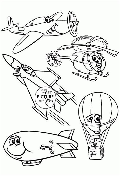 In the section transportation coloring pages you will find various models of automobile cars, jeeps, trucks, buses, special equipment and other types of transport. Cartoon Air Vehicles coloring page for kids ...