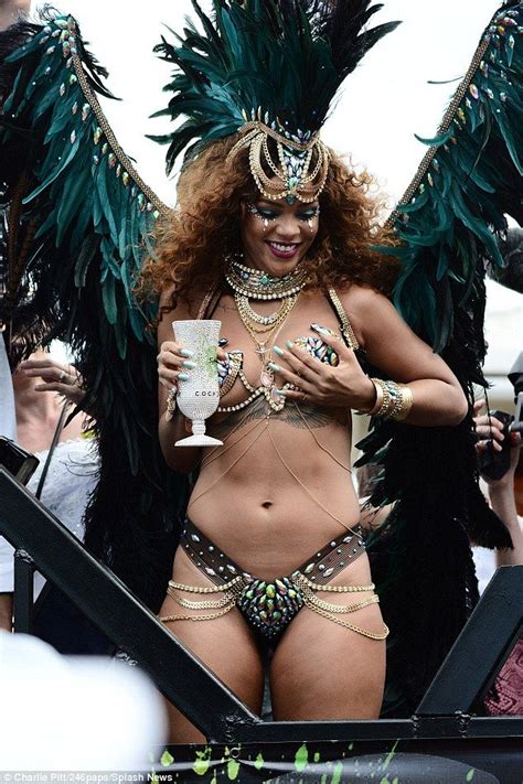 Carnival Queen Rihanna Parades Around In Tiny Sparkly Bra Rihanna Weight Rihanna Rihanna Show