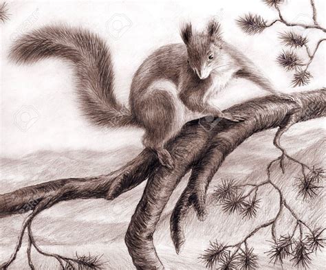 Squirrel In Tree Drawing At Getdrawings Free Download