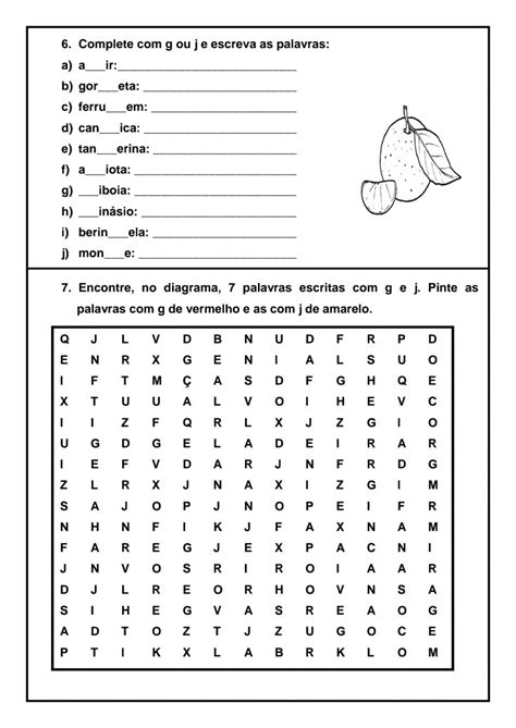 Atividades Com G Ou J