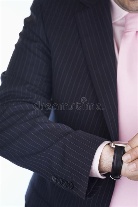 Businessman Checking Wristwatch Stock Photo Image Of Midsection Suit