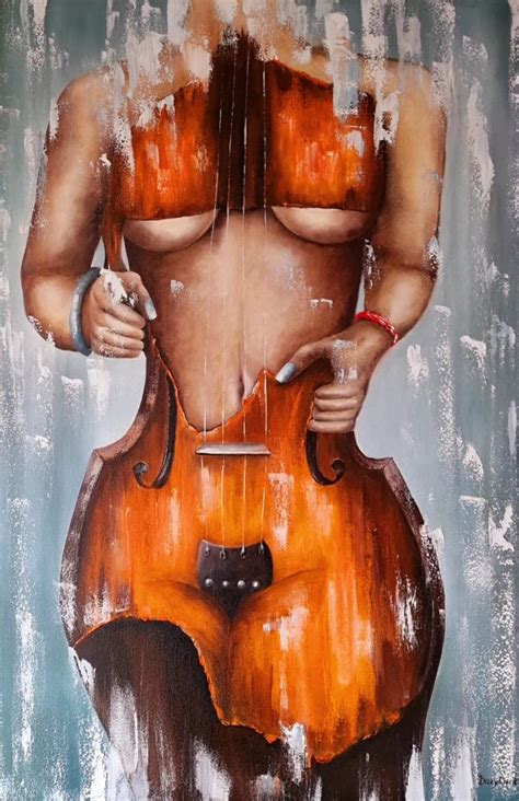 Erotic Art On Canvas Woman Violin Nude Painting By Natalia Bazyliuk Artmajeur