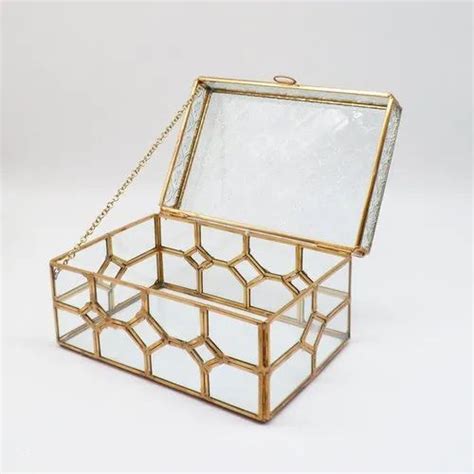 Handmade Gold New Design Glass Decorative Storage Box For T And Crafts Box Capacity 6 10 Kg