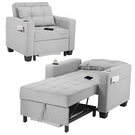 Duraspace 3 In 1 Convertible Sleeper Sofa Pull Out Chair Bed With Usb