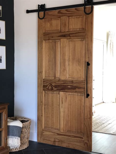 Modern Farmhouse Solid Maple Barn Door With Black Iron | Etsy | Wood