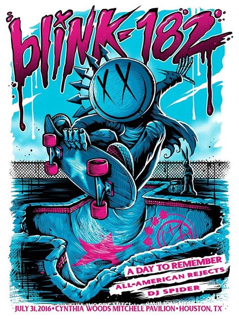 Shop blink 182 posters and art prints created by independent artists from around the globe. Image of Blink-182 Houston, TX Poster | Blink 182 poster ...