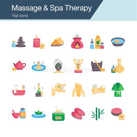 massage de station thermale et ensemble d icônes de salon de beauté illustration de dessin animé