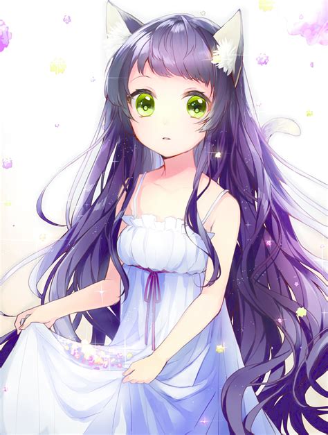 Cool Anime Cat Girl With Purple Hair Seleran