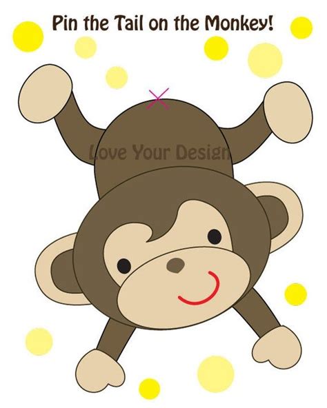 Game Pin The Tail On The Monkey Birthday Party Game Instant Download