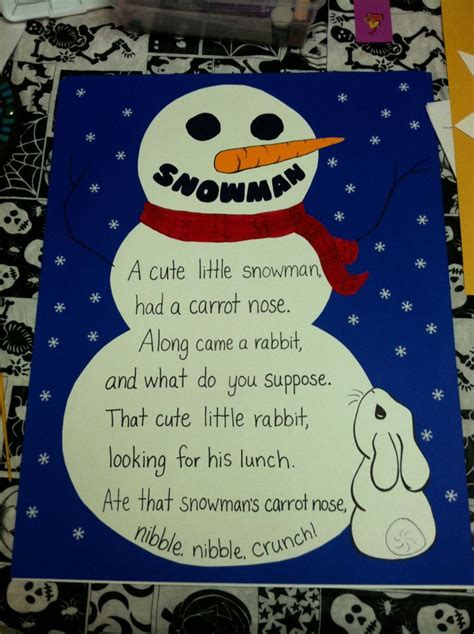 The Snowman poem - kindergarten classroom | Winter poems Kindergarten