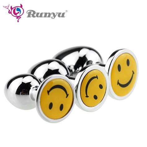 Sml Smooth Touch Metal Anal Plug Smiling Face Butt Plug No Vibrator
