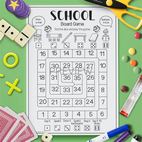 School Board Game Fun Esl Worksheet For Children