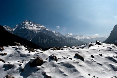 Snow Topped Mountains In Yumthang Valley Stock Image Image Of Winter