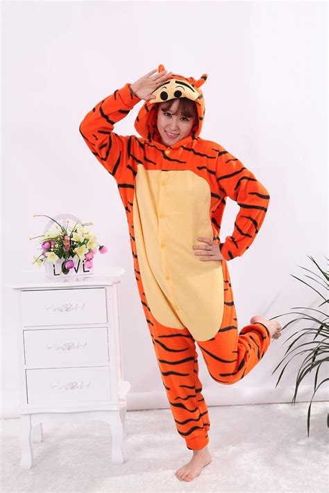 Tiger Onesie Pajamas Adults Unisex Sleepsuit Animal Sleepwear Cosplay