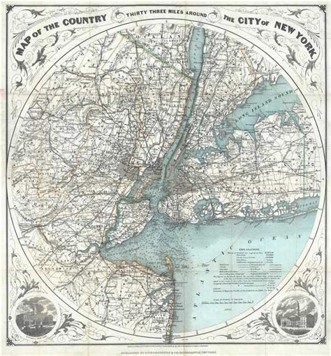 Rare Map For Sale 1890 Colton Map Of New York And Vicinity 33 Miles