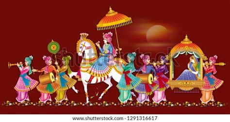 Indian Wedding Barat Stock Illustration 1291316617 Shutterstock
