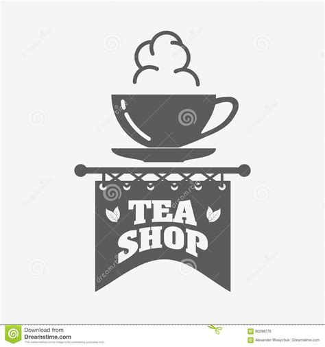 Tea Shop Logo Badge Or Label Design Template Stock Vector