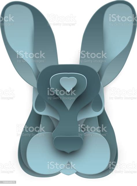Blue Bunnys Head Isolated On White Stock Illustration Download Image