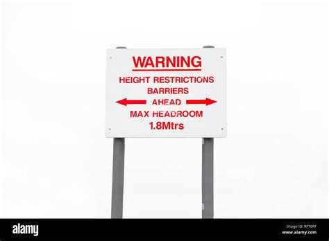 Sign signage height barrier Cut Out Stock Images & Pictures - Alamy
