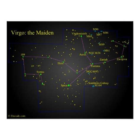 Virgo The Maiden Constellation Poster Zazzle Constellation Poster