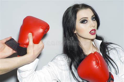 Strong Girl Boxer Stock Image Image Of Brunette Caucasian 56391883
