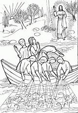 Coloring Pages Jesus Fish Catch Miracles Kids Disciples Miraculous Bible Color Catholic Fishing Sunday His Sheets Children Crafts School Colouring sketch template