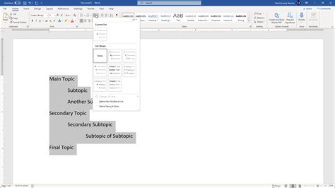 Applying A Multilevel List In Microsoft Word 2019 And 365