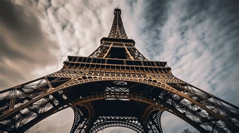 흐린 하늘 아래 에펠탑 파리의 에펠탑 정면 고화질 사진 사진 배경 일러스트 및 사진 무료 다운로드 Pngtree