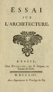 Essai sur l'architecture (1753 edition) | Open Library