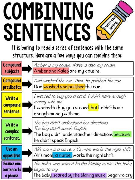 Combining Sentences In 2022 Writing Lessons Writing Instruction