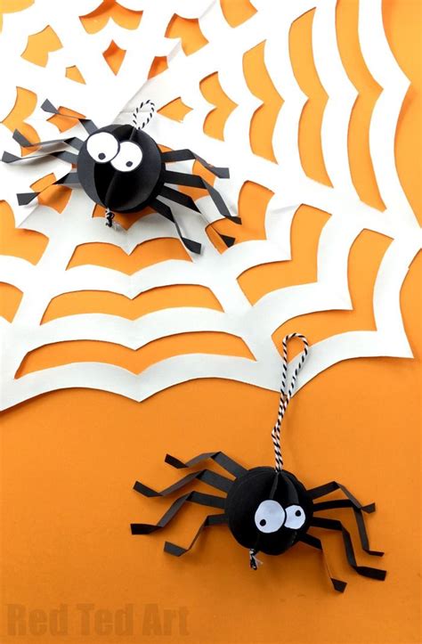 Easy 3d Paper Spider Craft Red Ted Art Halloween Art Projects
