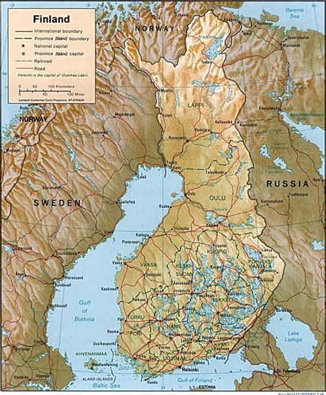 Finland Topographic Map Map Of Finland Topographic Northern Europe
