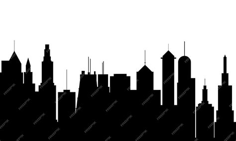 Premium Vector City Silhouette Banner Skyscrapers Silhouette Banner