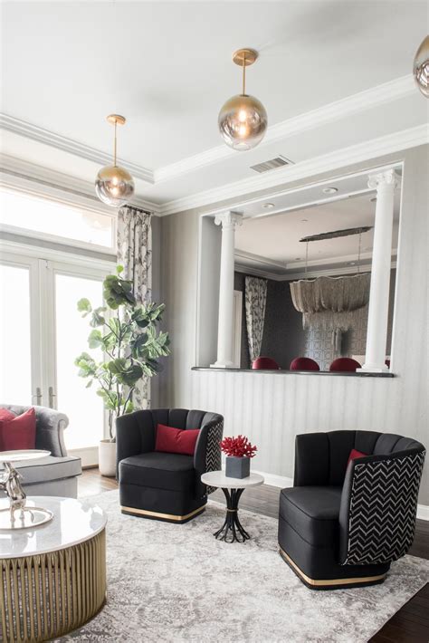 Art Deco Sitting Room With Black Chairs | HGTV