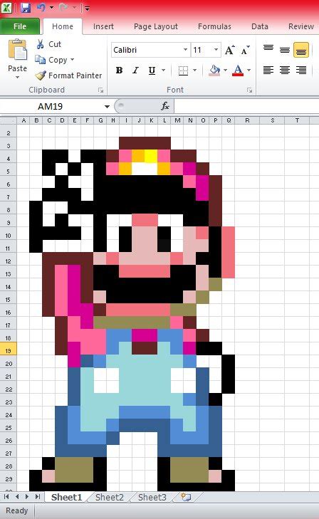 Super Mario World Pixel Art In Microsoft Excel Rpixelart