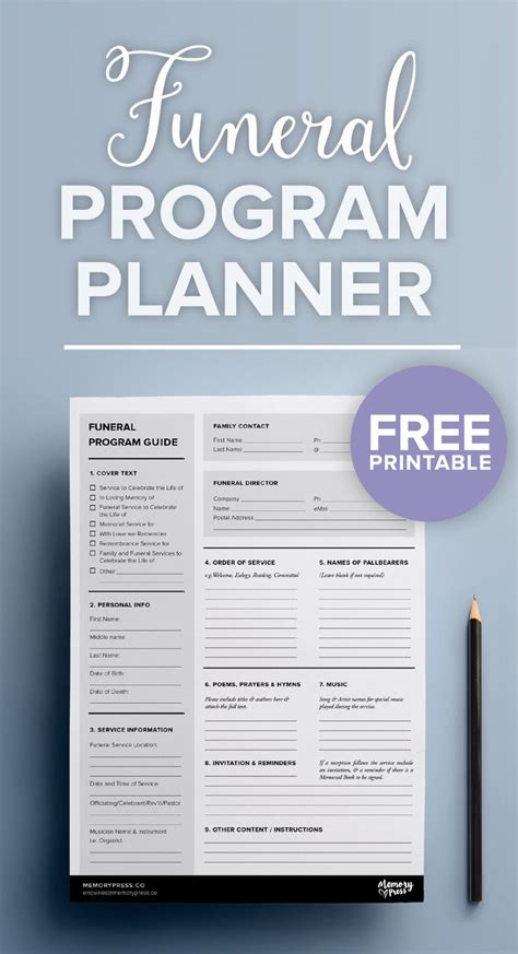 printable funeral planning checklist pdf