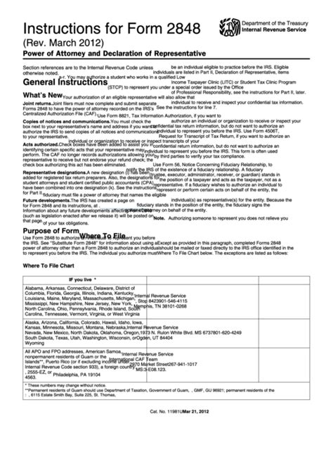 Instructions For Form 2848 Power Of Attorney And Declaration Of