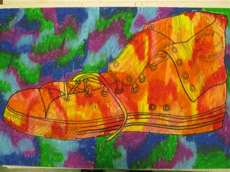 Mrs Willes Art Room Oil Pastel Shoe Drawings