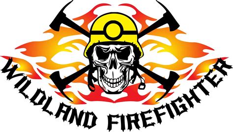 Wildland Firefighter Flames And Skull Decal Curved Lettering Wildland