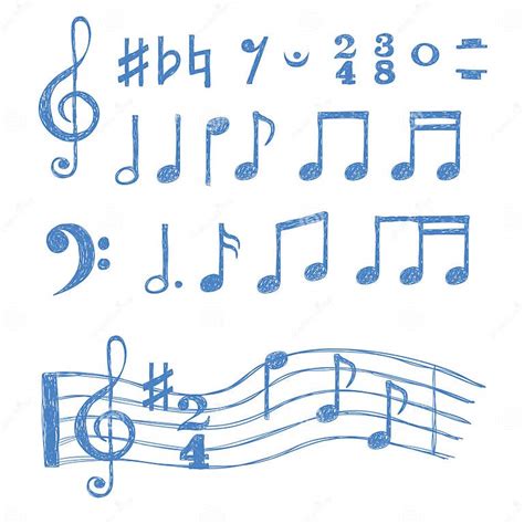 Music Notes Set Collection Of Sketch Music Symbols Stock Vector