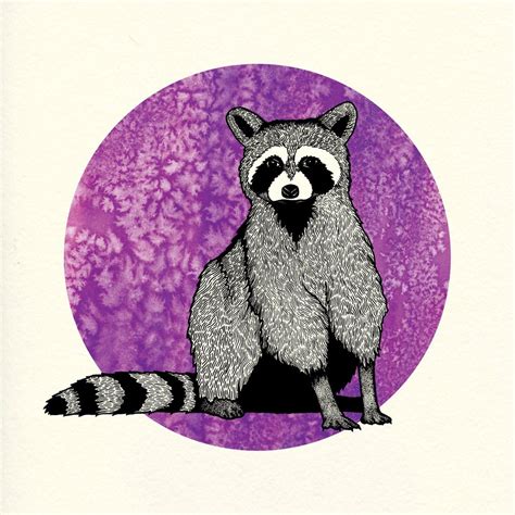 Raccoon Art Print Nature Illustration Woodland Animals Etsy Raccoon