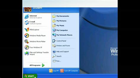 Windows Xp Use The Start Menu Pc Operating Systems Youtube