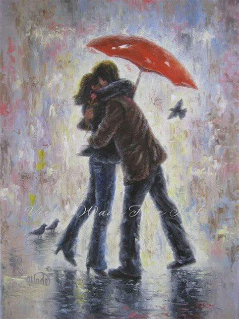 Kissing In The Rain Dancing In The Rain Couple Kissing Rain Painting