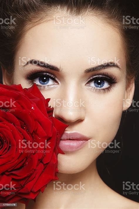 Girl With Red Rose Stock Photo Download Image Now Adult Anti Aging