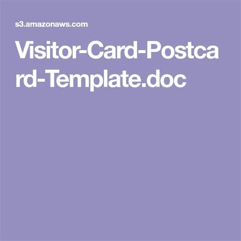 Visitor Card Postcard Templatedoc Postcard Template Card Templates