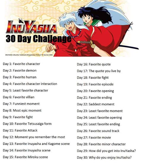 Inuyasha 30 Day Challenge Inuyasha Amino
