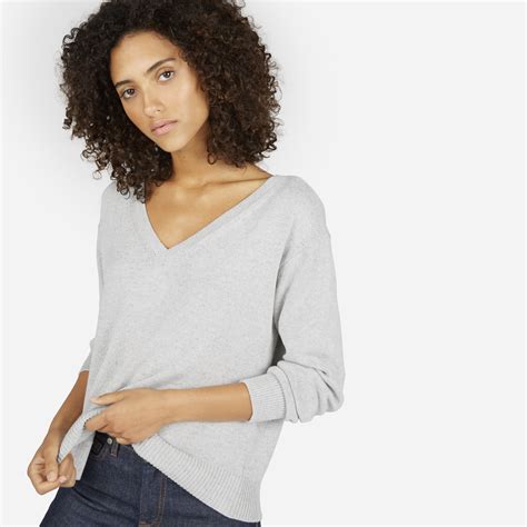 Womens Soft Cotton V Neck Sweater By Everlane In Heather Grey Women